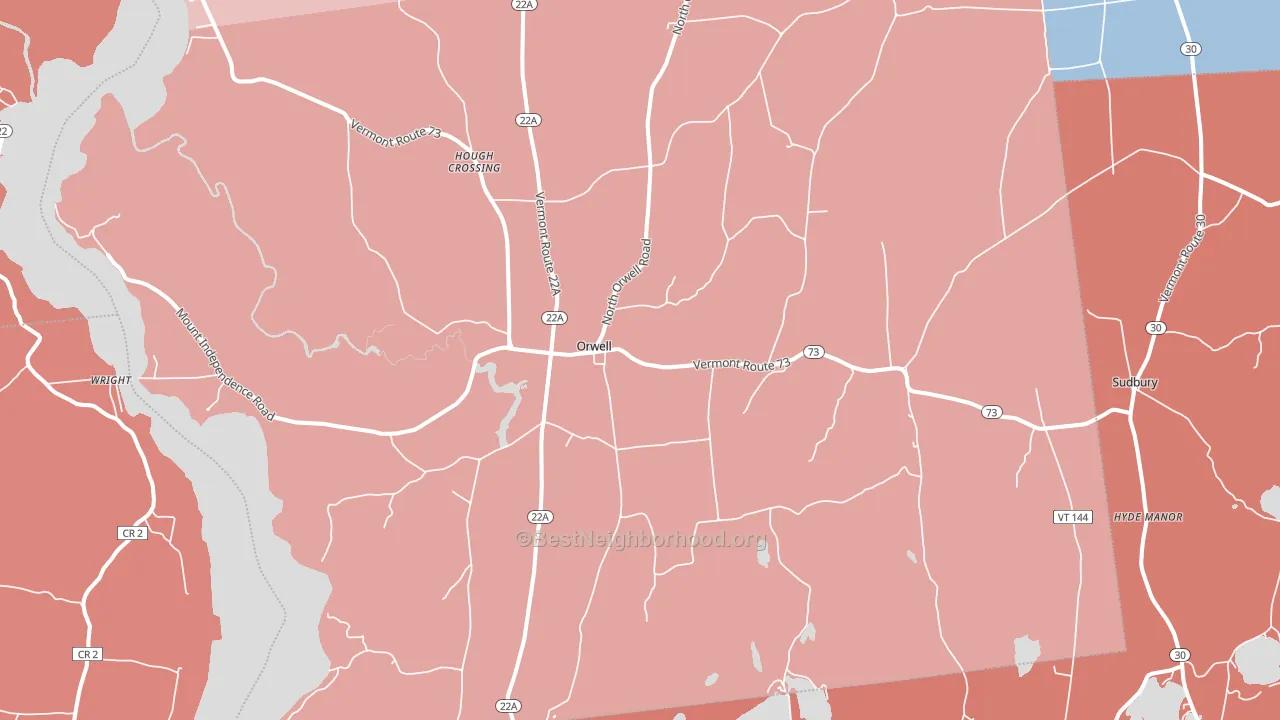 05760, VT block-group political-lean map
