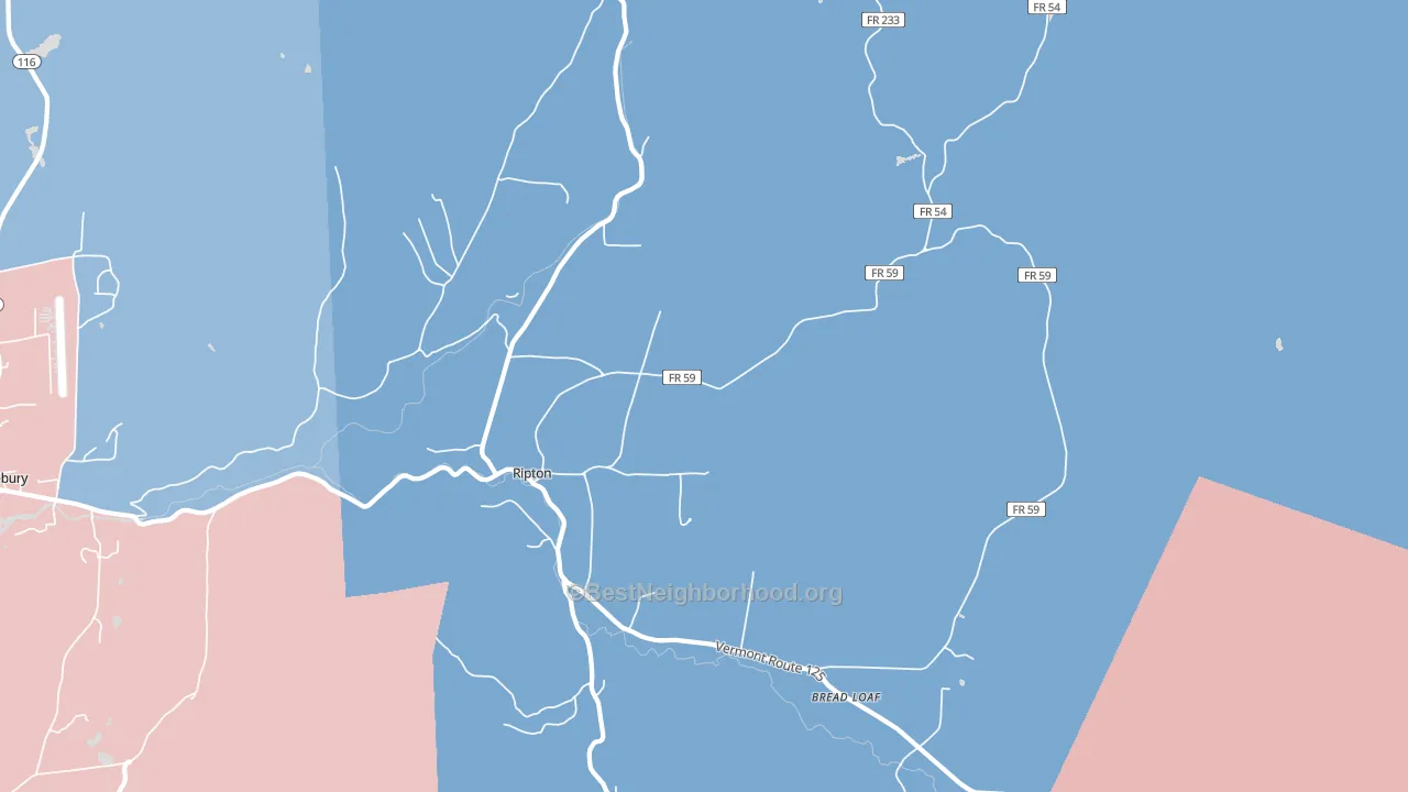 05766, VT block-group political-lean map