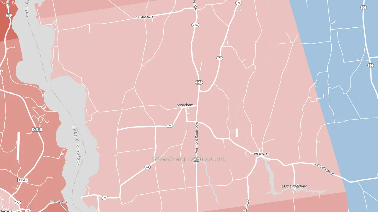 05770, VT block-group political-lean map