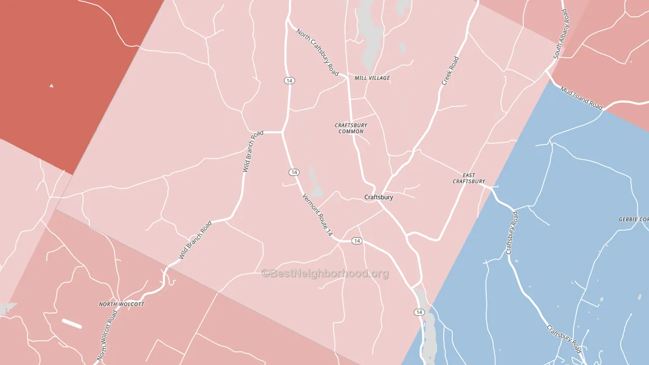 05826, VT block-group political-lean map