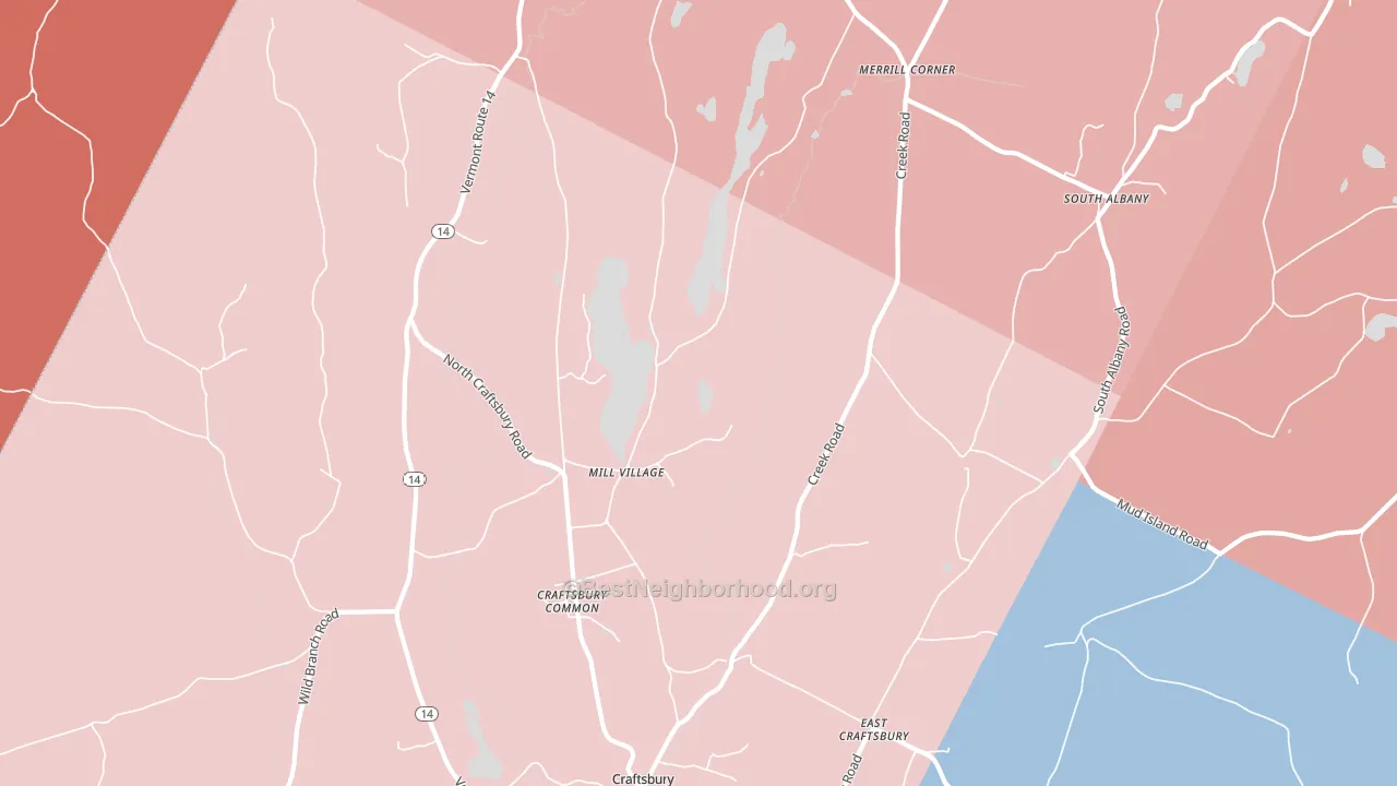05827, VT block-group political-lean map