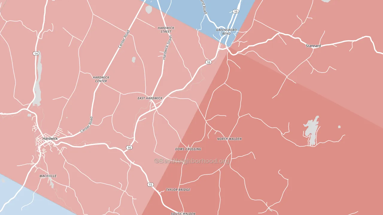 05836, VT block-group political-lean map