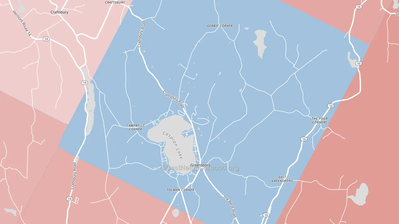 05841, VT block-group political-lean map