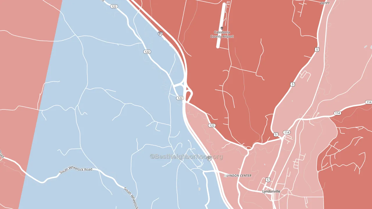 05850, VT block-group political-lean map