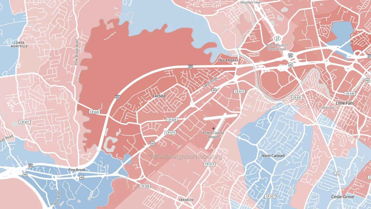 07004, NJ block-group political-lean map