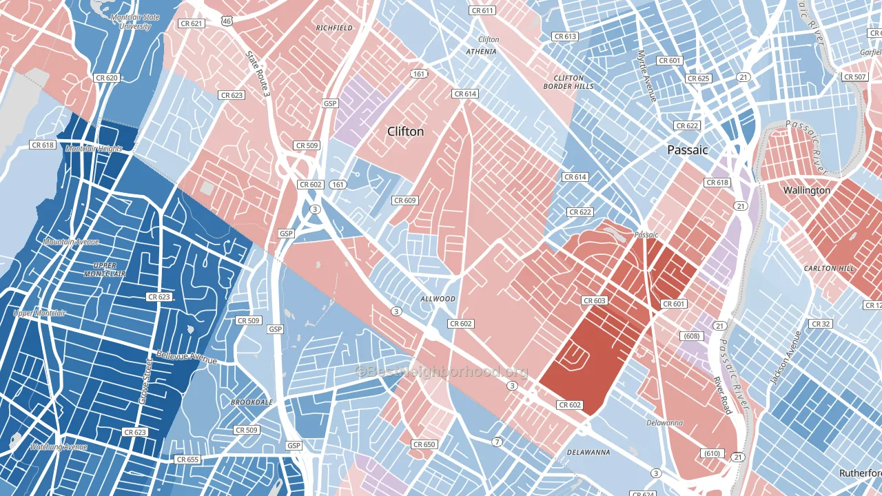 07012, NJ block-group political-lean map