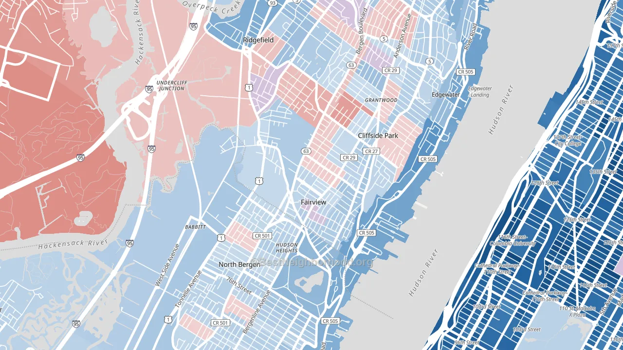 07022, NJ block-group political-lean map