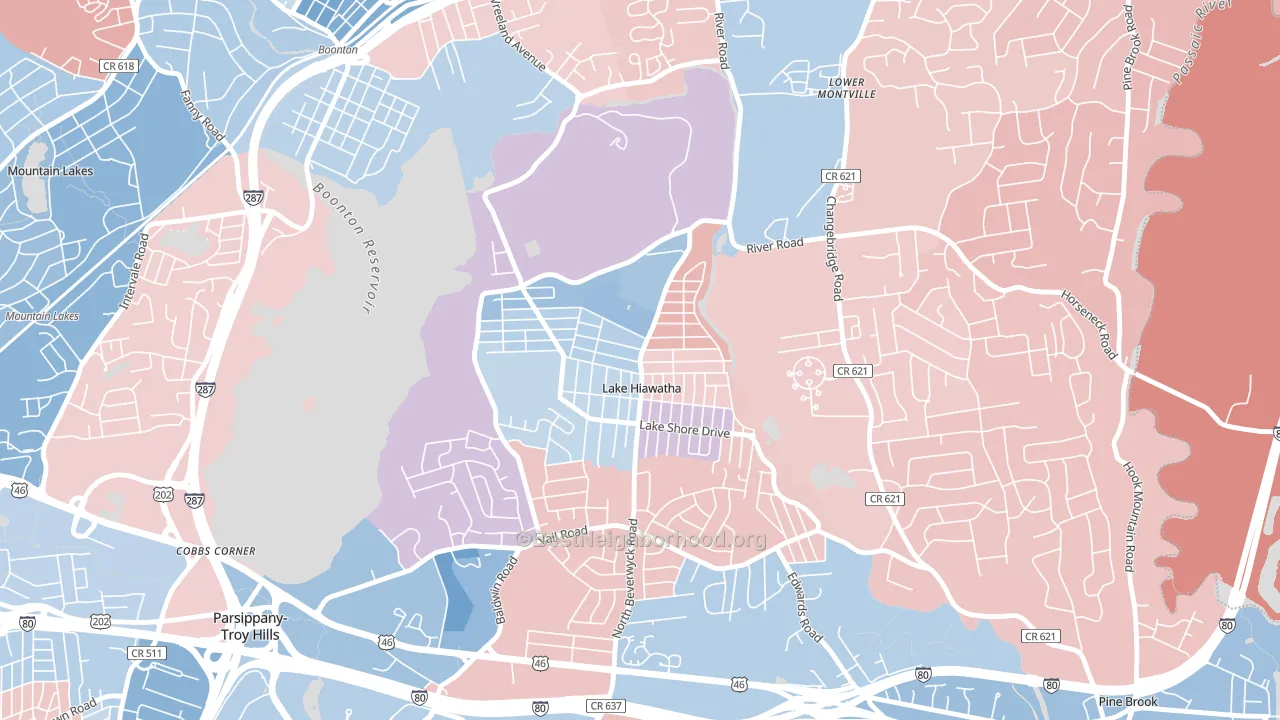 07034, NJ block-group political-lean map