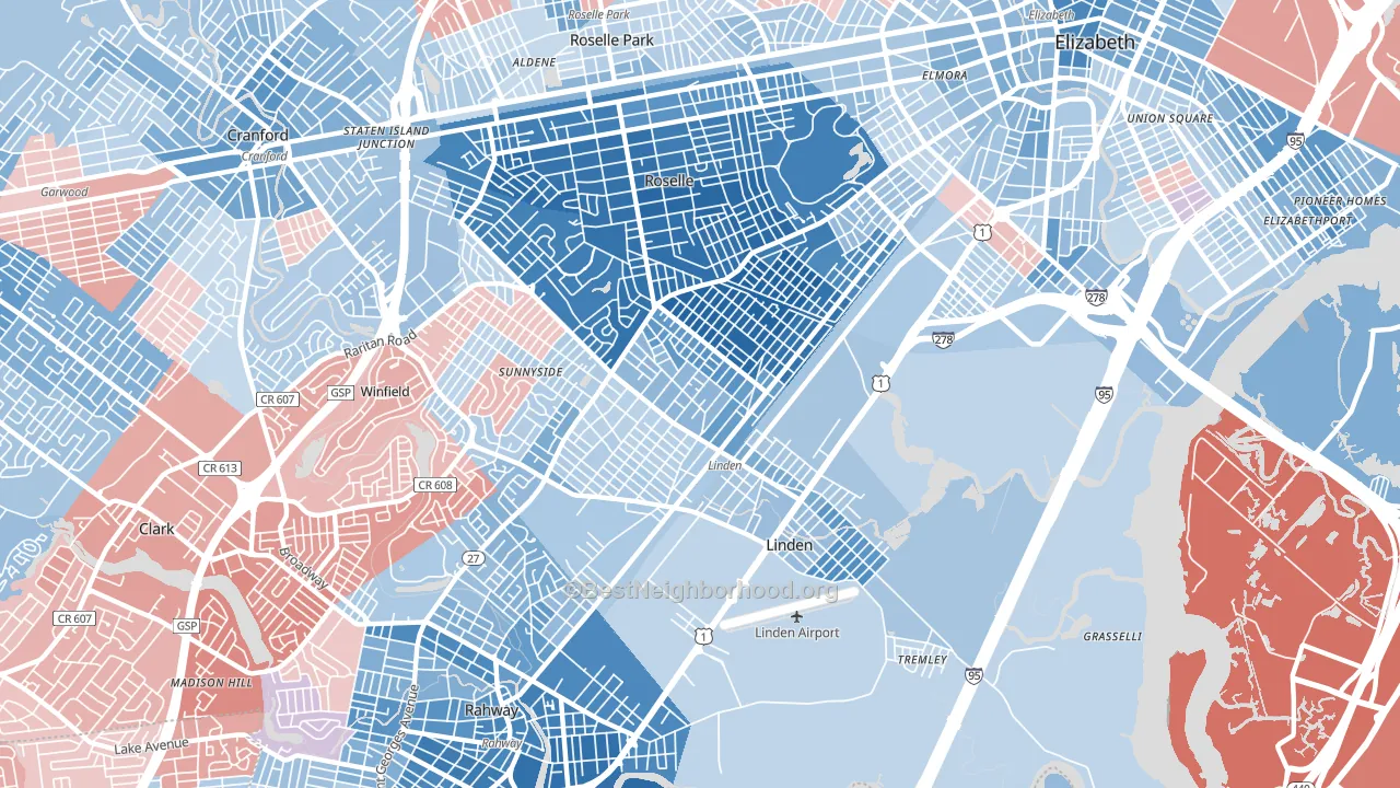 07036, NJ block-group political-lean map