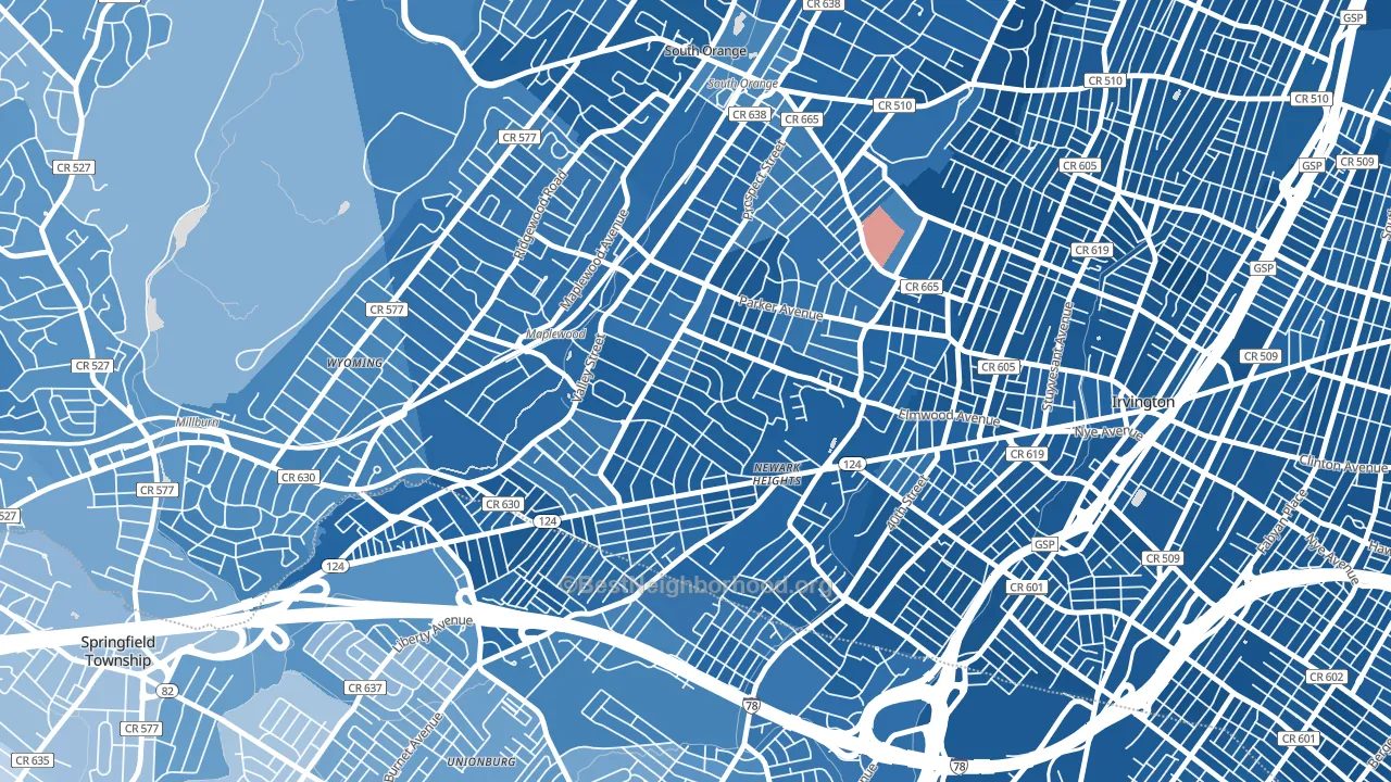 07040, NJ block-group political-lean map