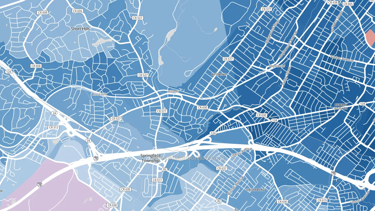 07041, NJ block-group political-lean map