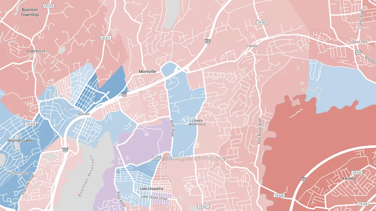 07045, NJ block-group political-lean map