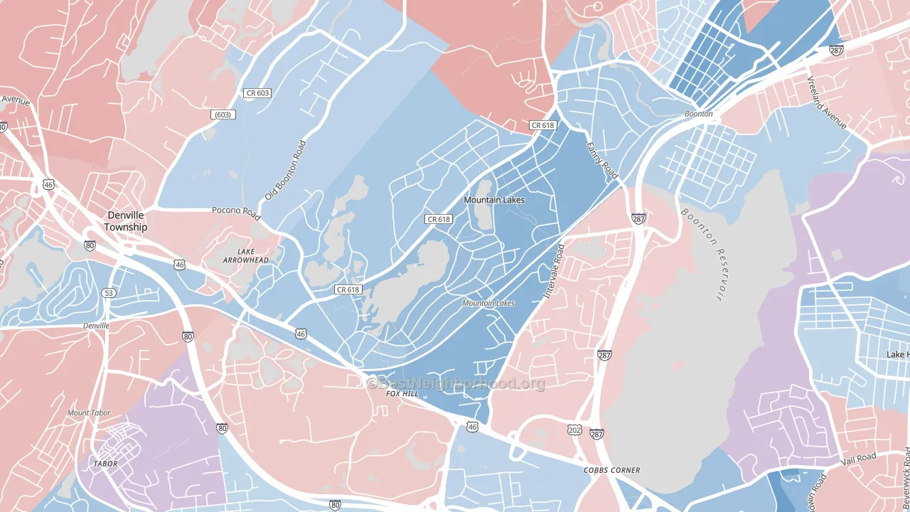 07046, NJ block-group political-lean map