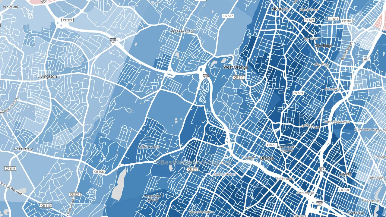 07052, NJ block-group political-lean map