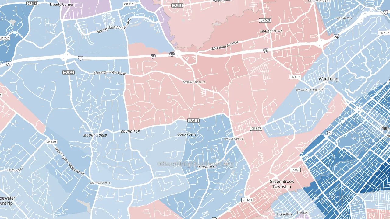 07059, NJ block-group political-lean map
