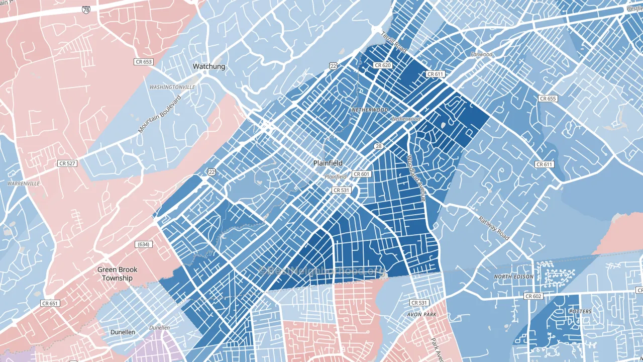 07060, NJ block-group political-lean map