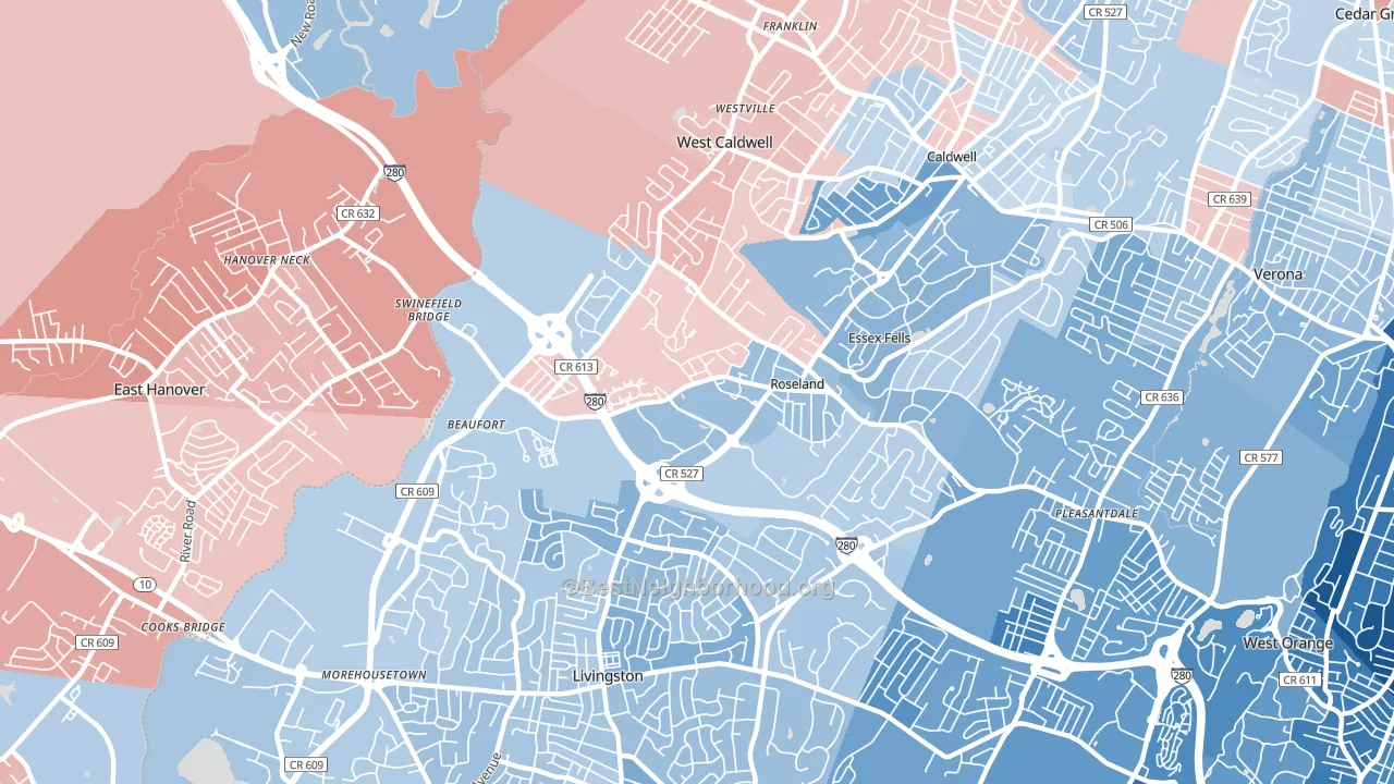 07068, NJ block-group political-lean map