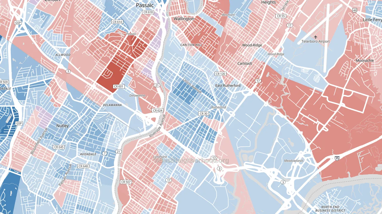 07070, NJ block-group political-lean map