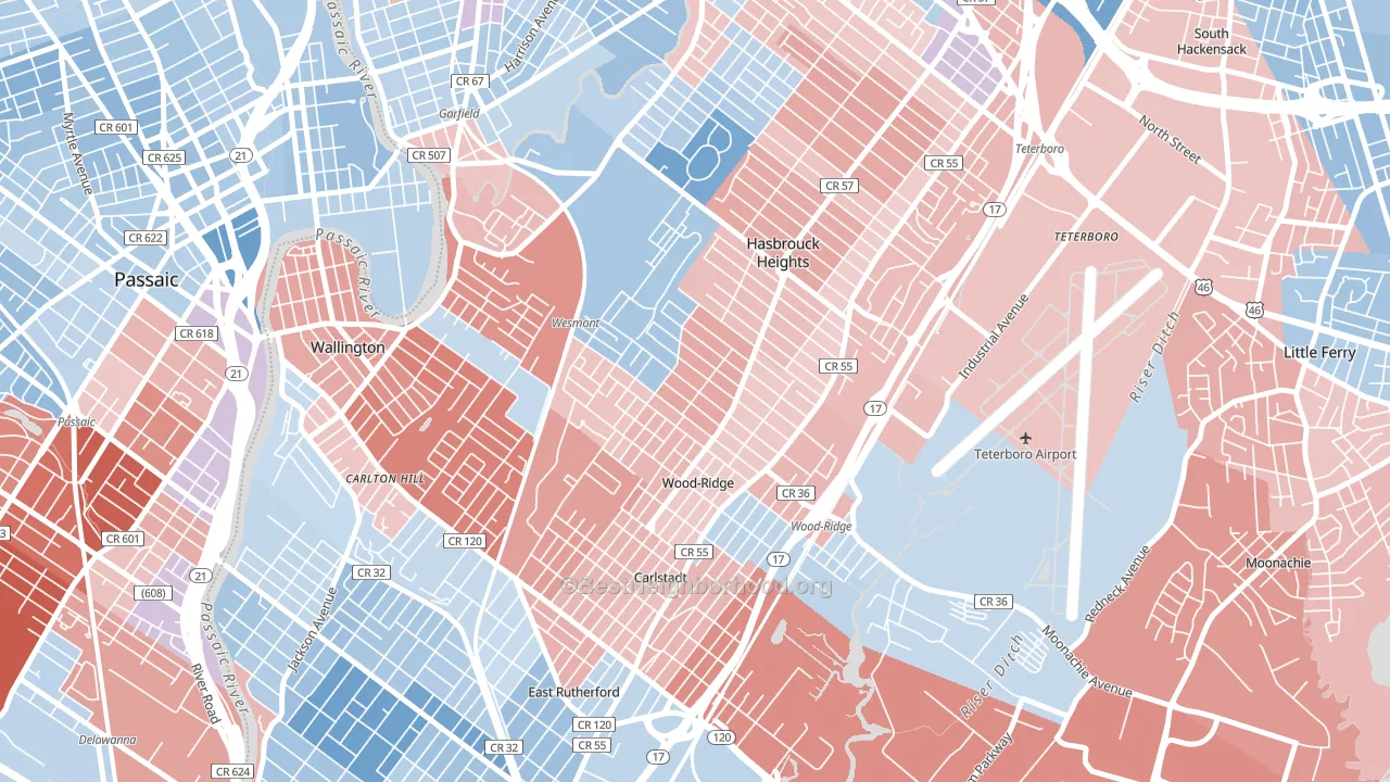07075, NJ block-group political-lean map