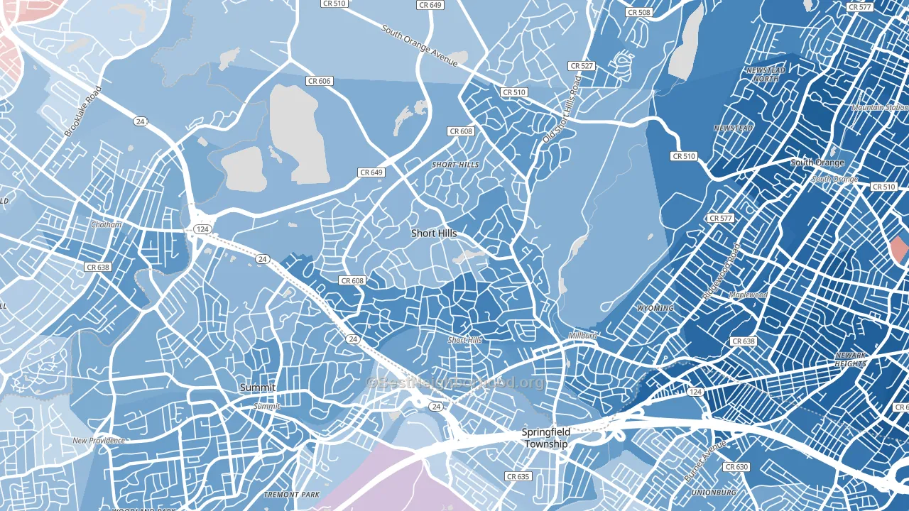 07078, NJ block-group political-lean map