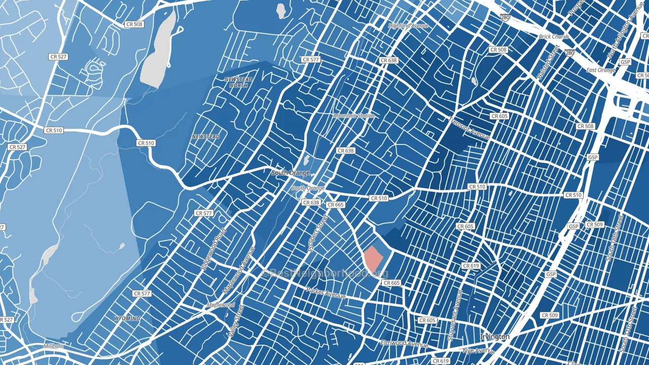 07079, NJ block-group political-lean map
