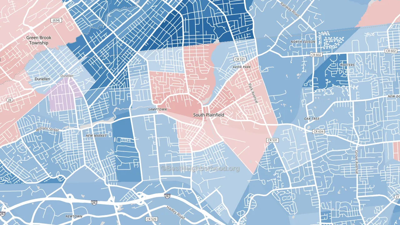 07080, NJ block-group political-lean map