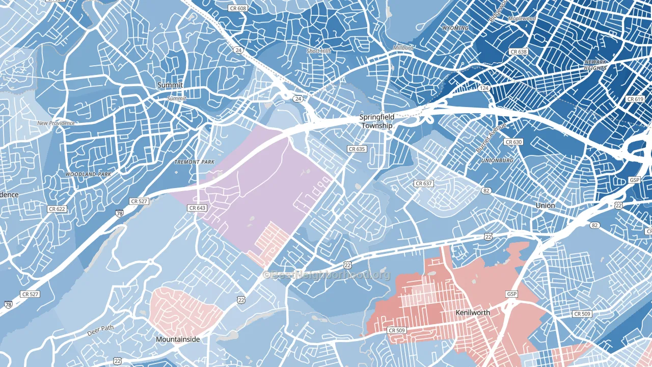 07081, NJ block-group political-lean map