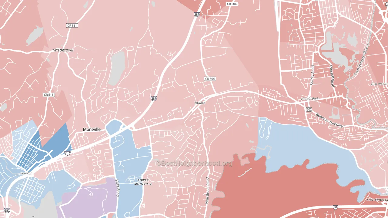 07082, NJ block-group political-lean map