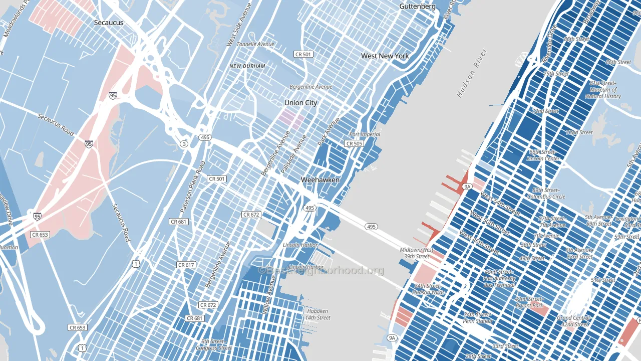 07086, NJ block-group political-lean map