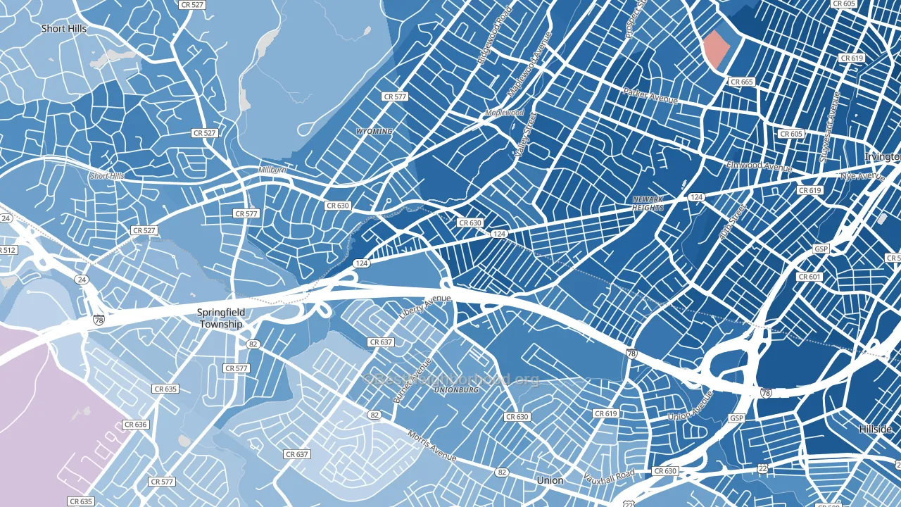 07088, NJ block-group political-lean map