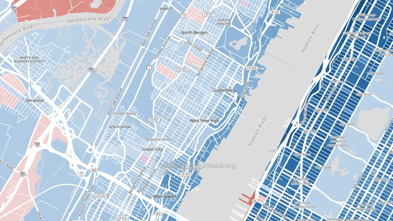 07093, NJ block-group political-lean map