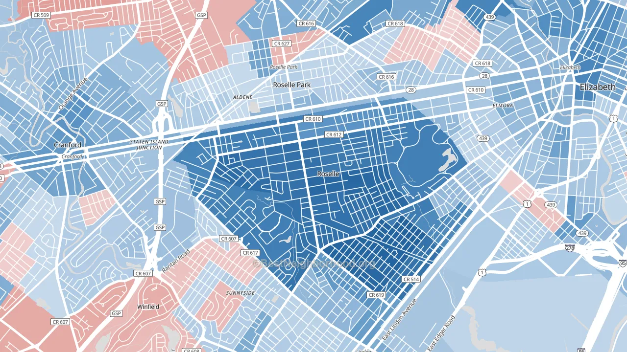 07203, NJ block-group political-lean map