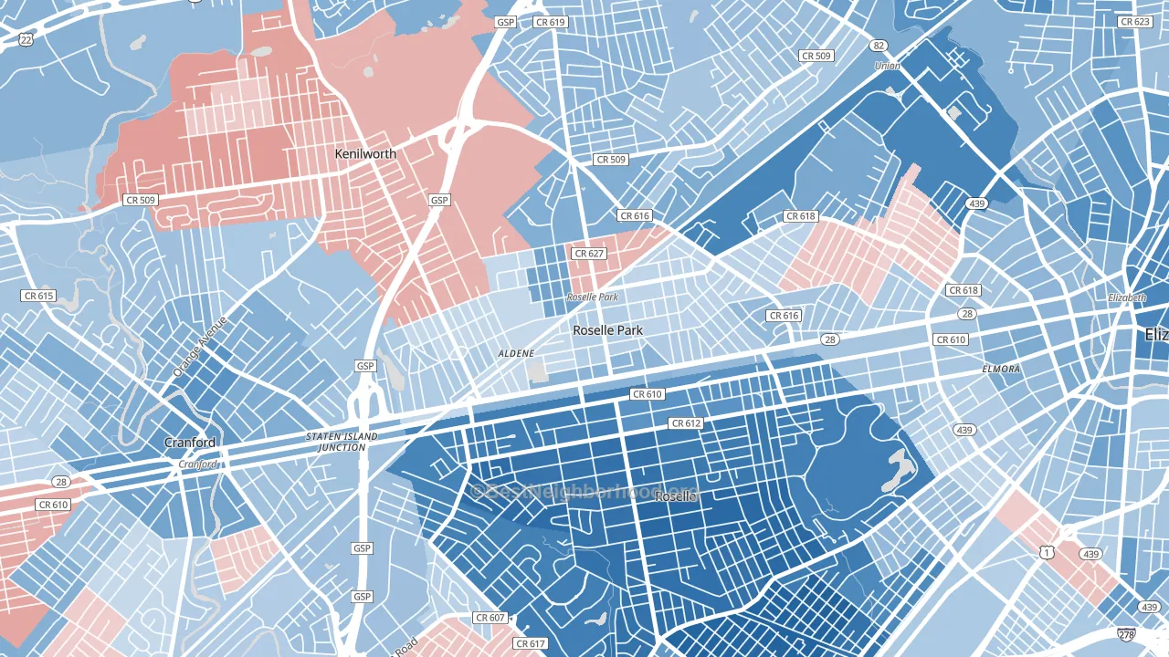 07204, NJ block-group political-lean map
