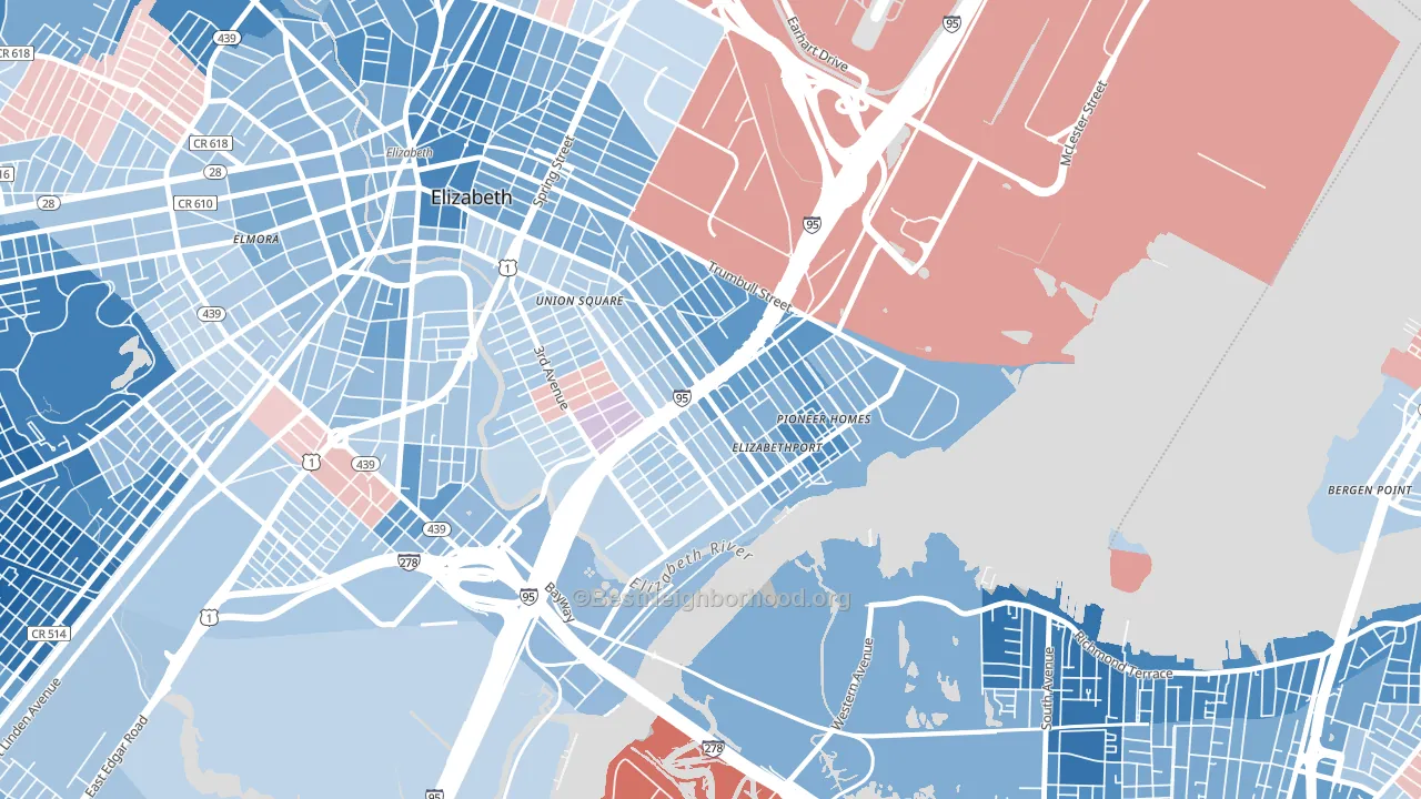 07206, NJ block-group political-lean map