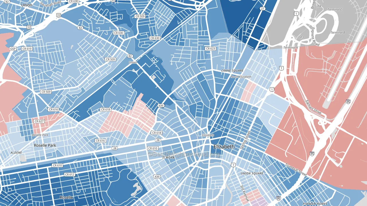 07208, NJ block-group political-lean map