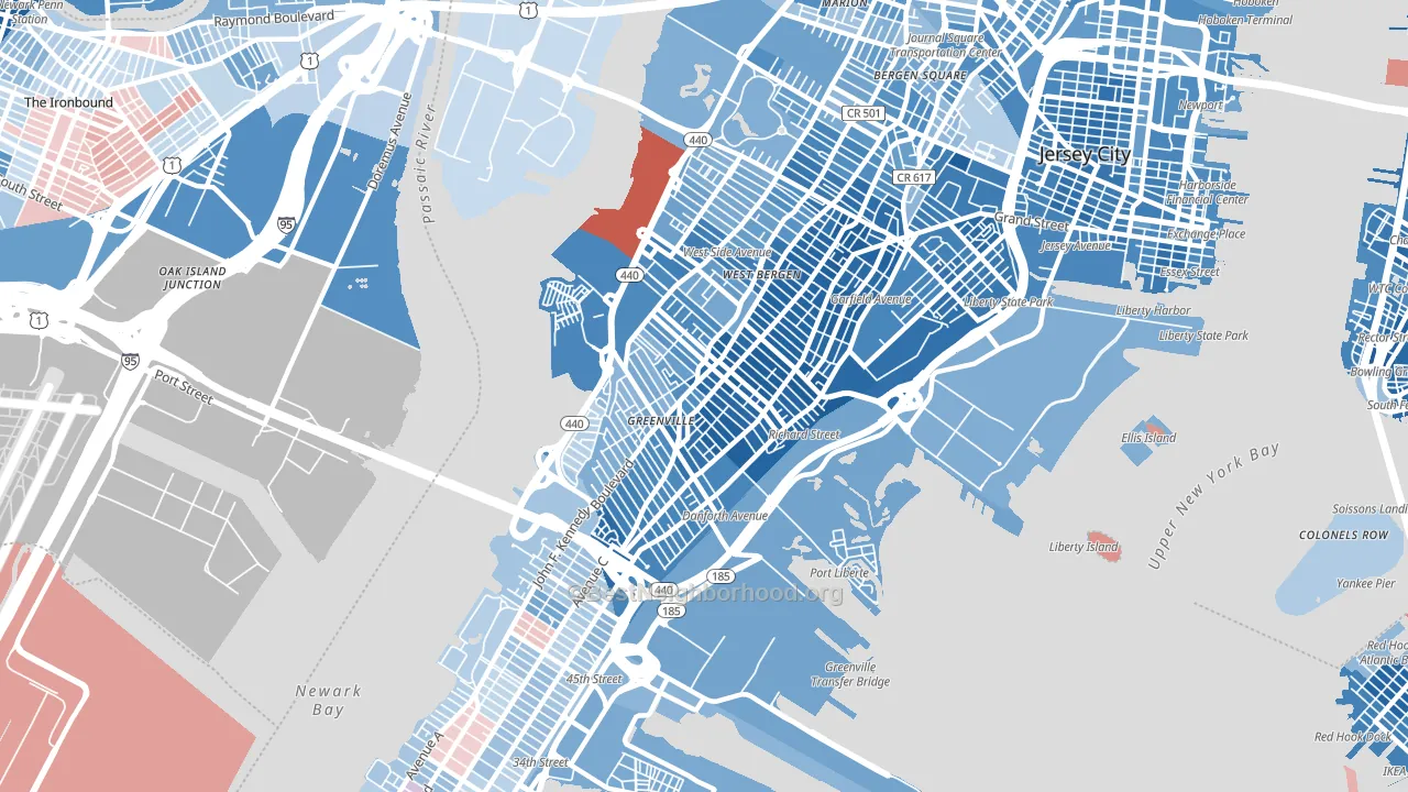 07305, NJ block-group political-lean map