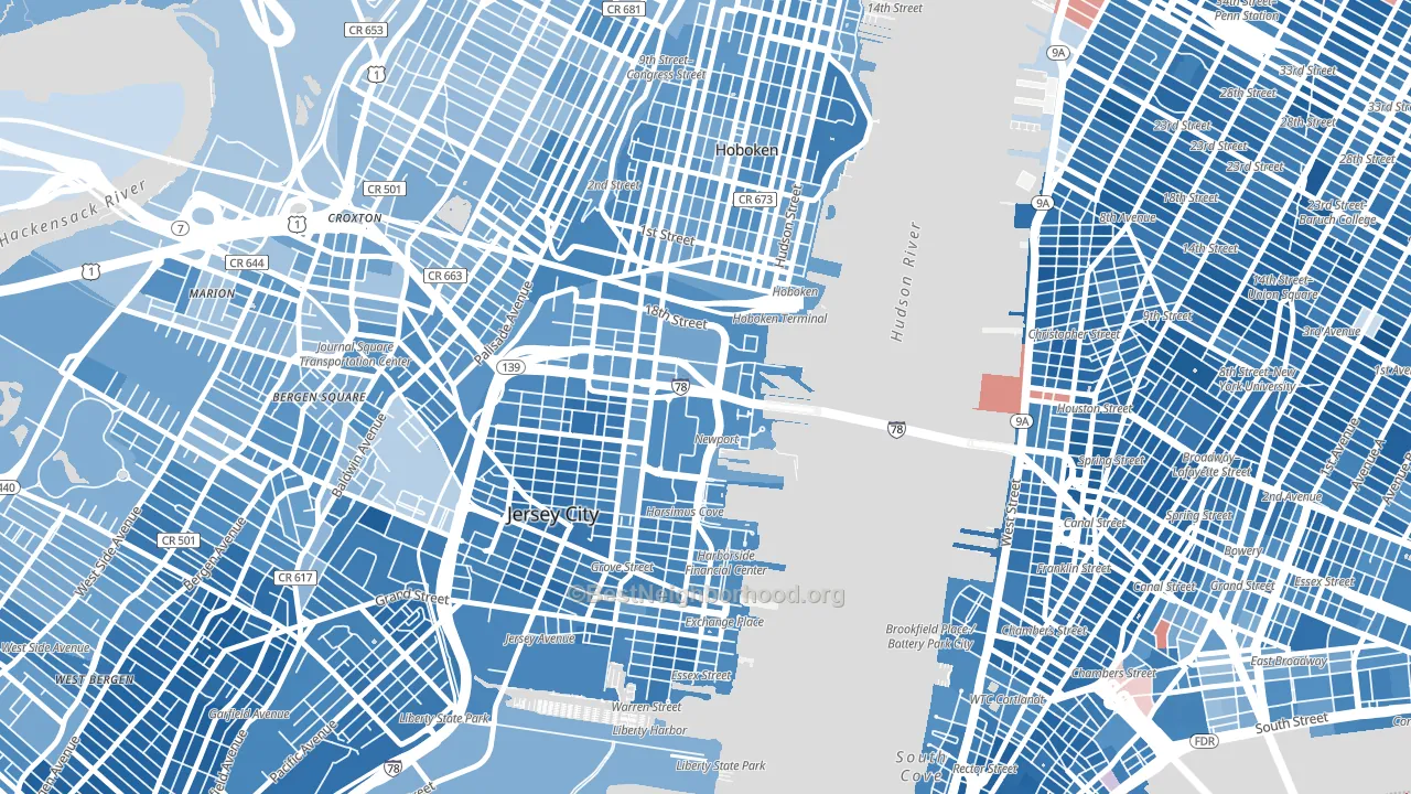 07310, NJ block-group political-lean map
