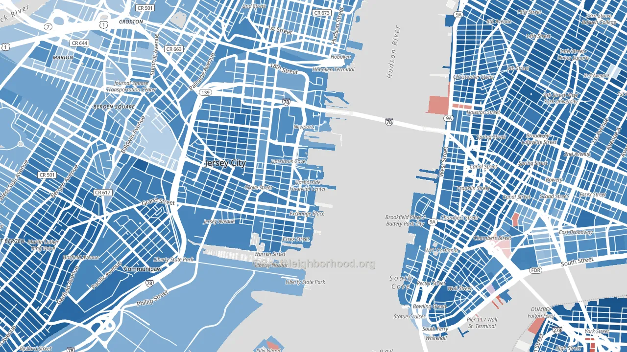 07311, NJ block-group political-lean map