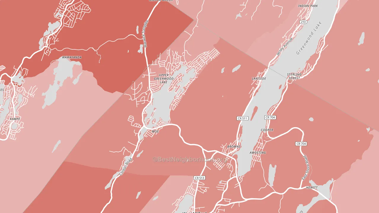 07421, NJ block-group political-lean map