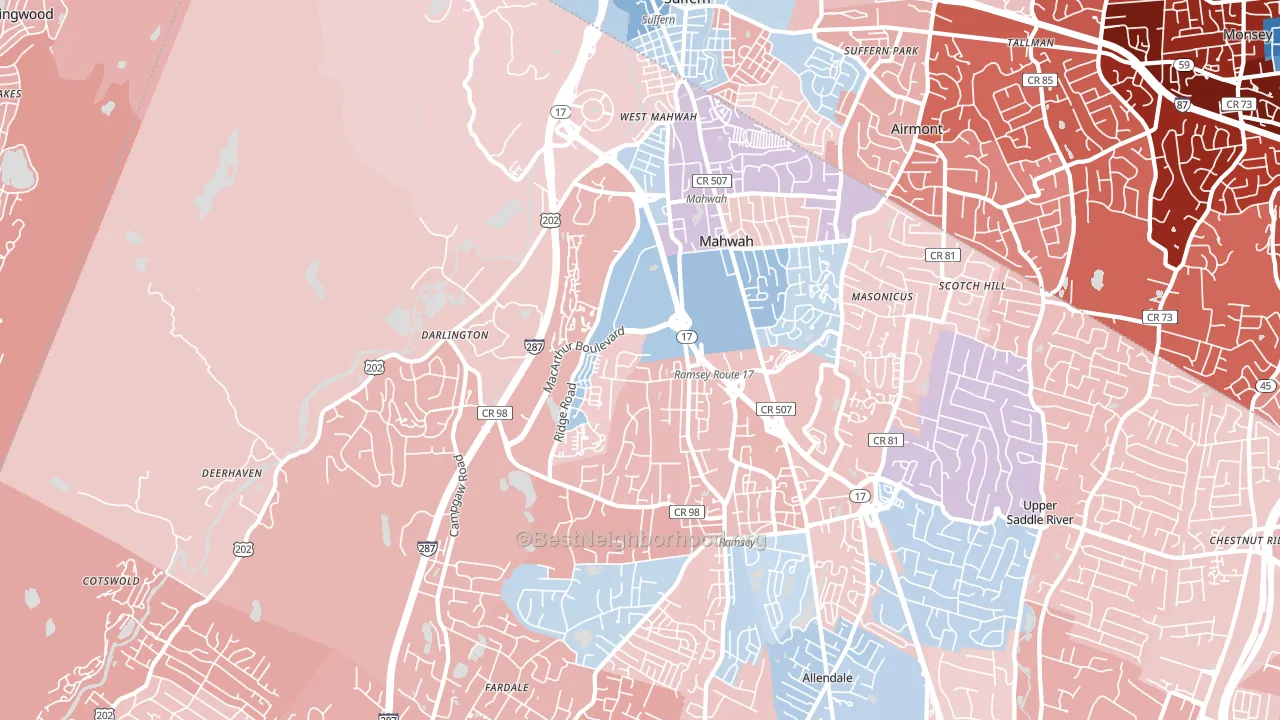 07430, NJ block-group political-lean map