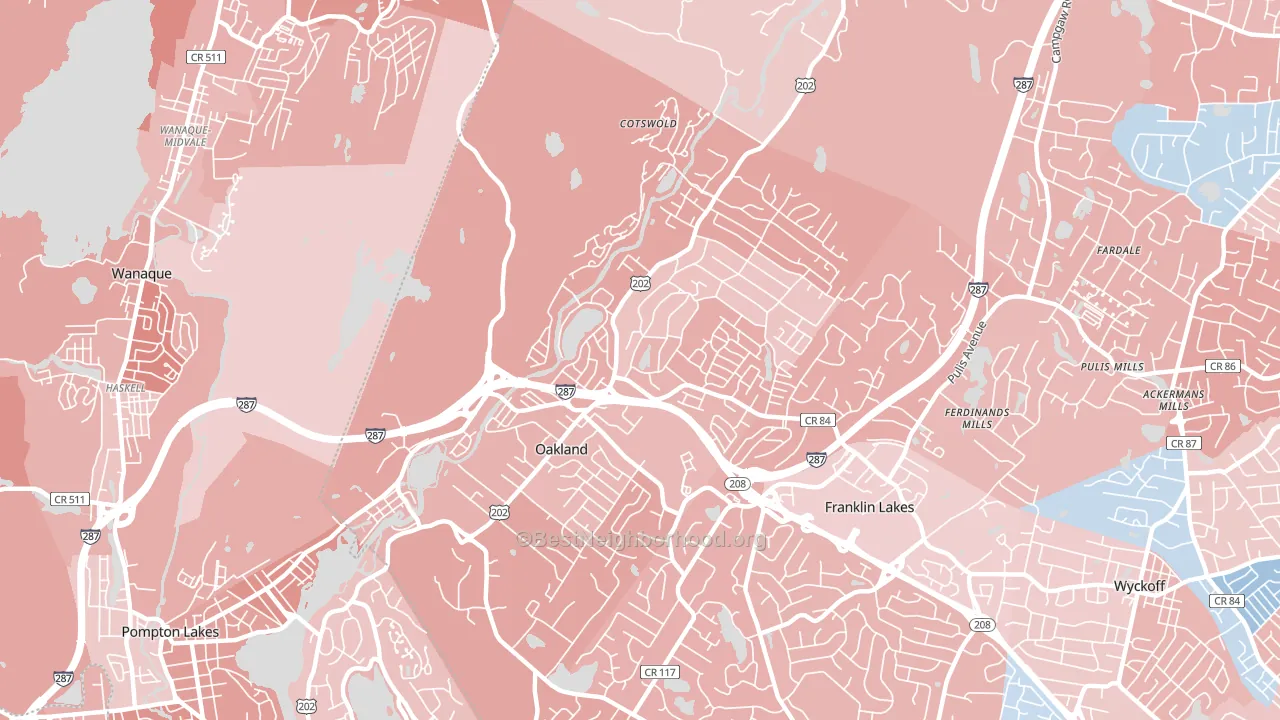 07436, NJ block-group political-lean map
