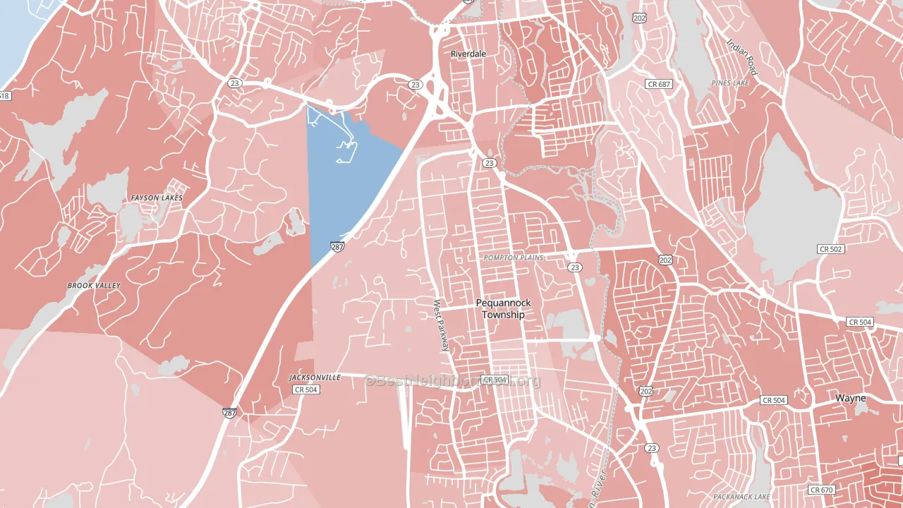 07444, NJ block-group political-lean map