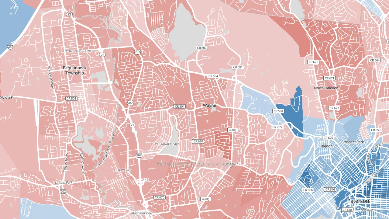 07470, NJ block-group political-lean map
