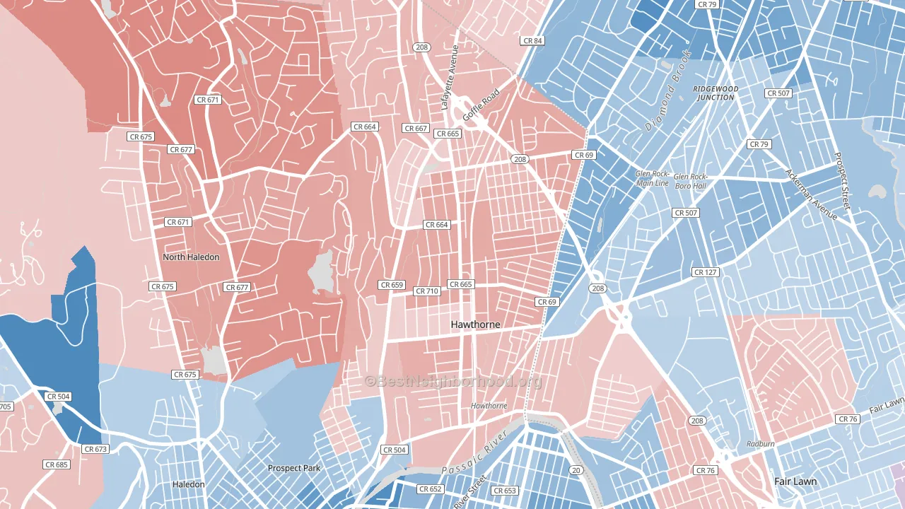 07506, NJ block-group political-lean map