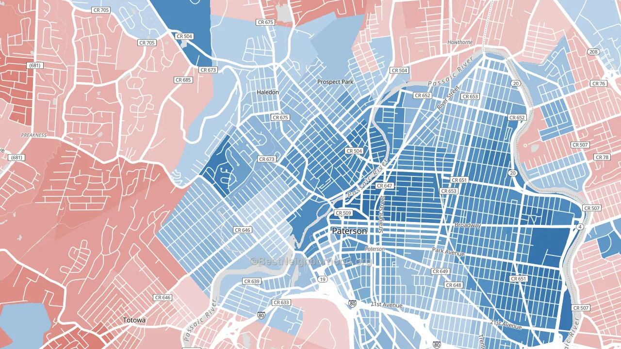 07522, NJ block-group political-lean map