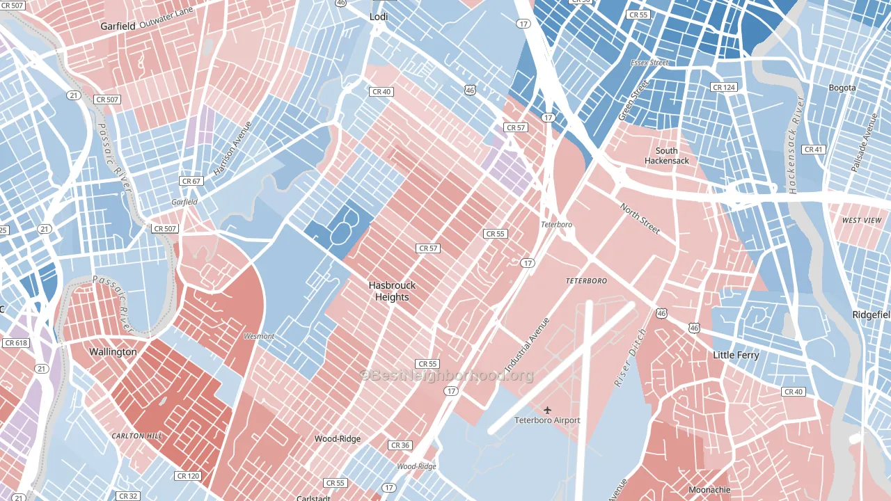07604, NJ block-group political-lean map