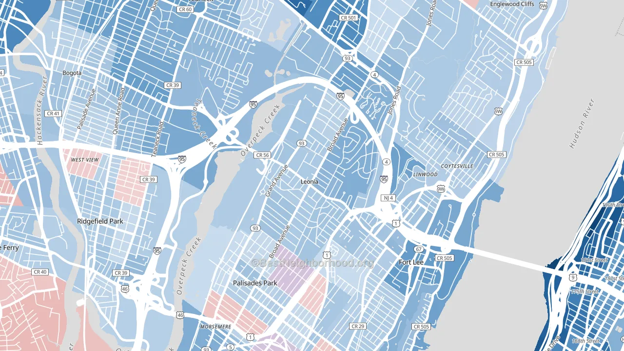 07605, NJ block-group political-lean map