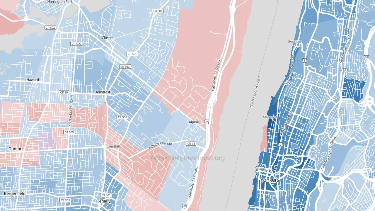 07620, NJ block-group political-lean map