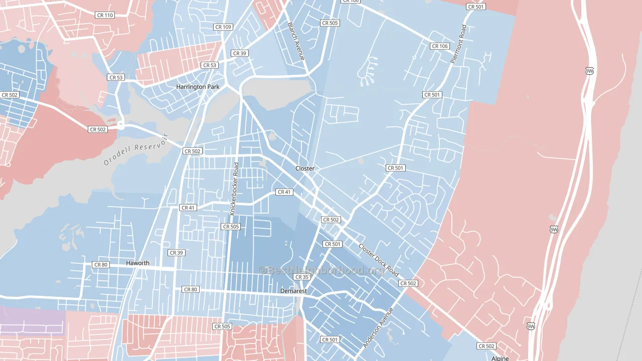 07624, NJ block-group political-lean map