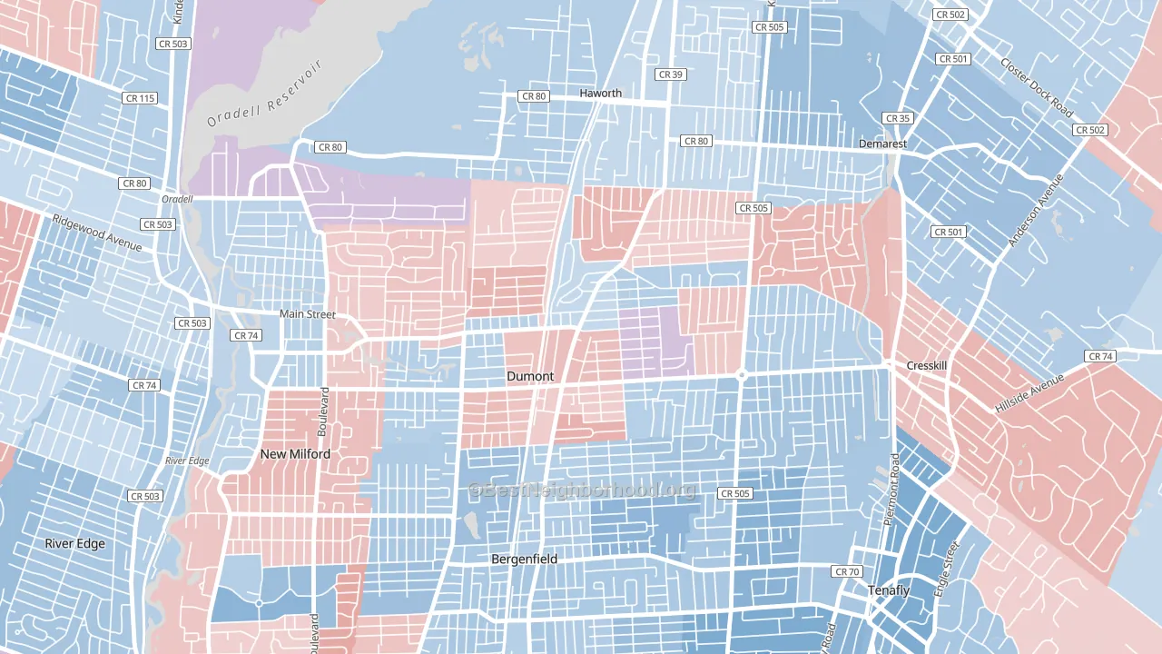 07628, NJ block-group political-lean map